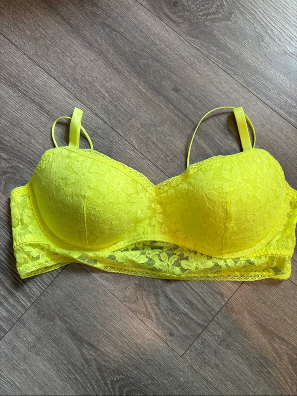 Yellow Lace Bralette Push-Up XXL